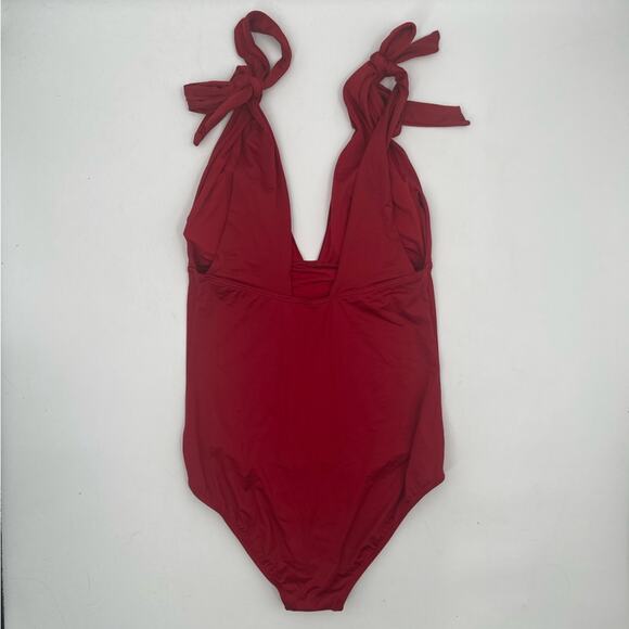 MEI L’ANGE Swimsuit One Piece Red Eve Bow Tie Swim Beach NWT Extra Large - Picture 4 of 13